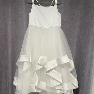 White Satin and Tulle Flower Girl Dress